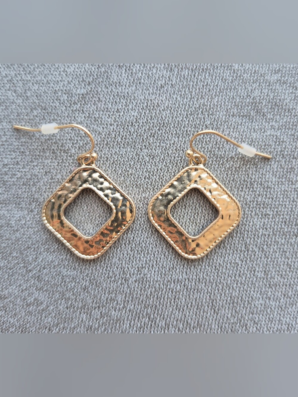 Gold-Tone Hammered Square Drop Earrings - Women Jewelry
